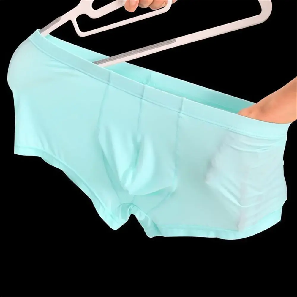 Cool Men's Ice Silk U Convex Underwear Summer Ultra-thin Transparent Boxer Shorts Sexy Male Trunks Plus Size M-XXL — image 3