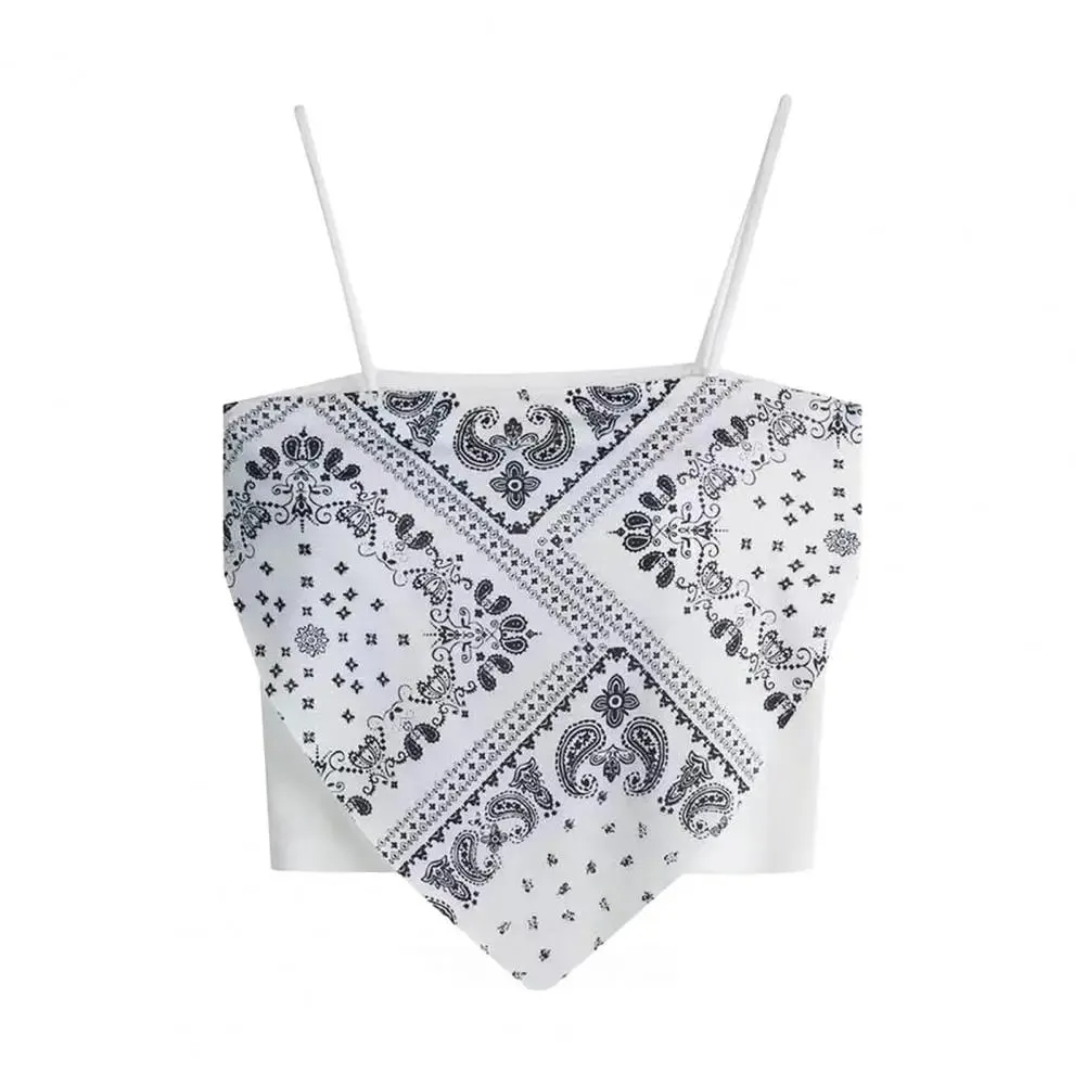 Tílko se špagetovým řemínkem Sexy košilka bez zad s potiskem Halenka léto Elegantní Party Dámské Camis Korejský styl Sexy krátký top