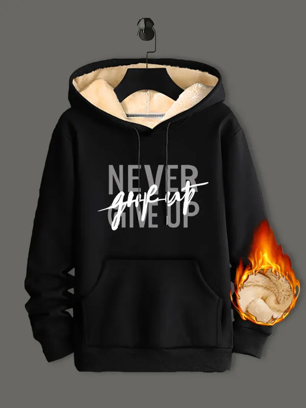 Winter Lambswool Hoodies Thicken Warm Windproof Sweatshirts Print Hooded Pullover Loose Men Women Winter Hoodies Black — image 3