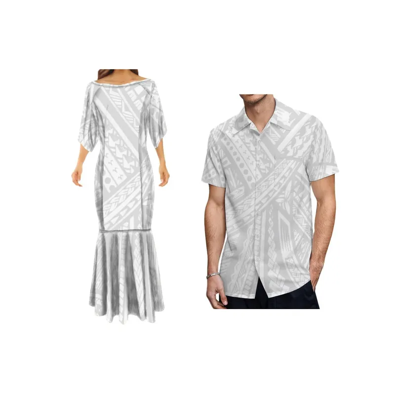 Mother's Day Gift Customized White Design Polynesian Tribal Printed Hawaiian Dresses Party Dress Plus Size Womens Clothing 7XL — image 2