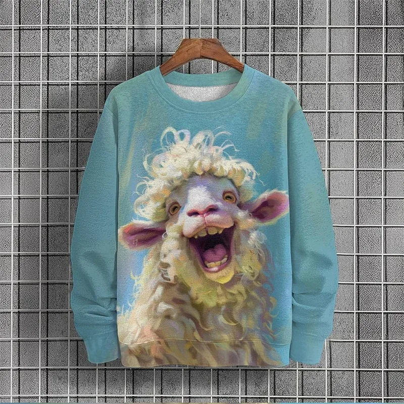 3D Printed Funny Animal Hoodie For Men Cartoon Cow Sheep Pattern Sweatshirts Autumn Long Sleeves Unisex Loose Hoodies O-Neck Top — image 2