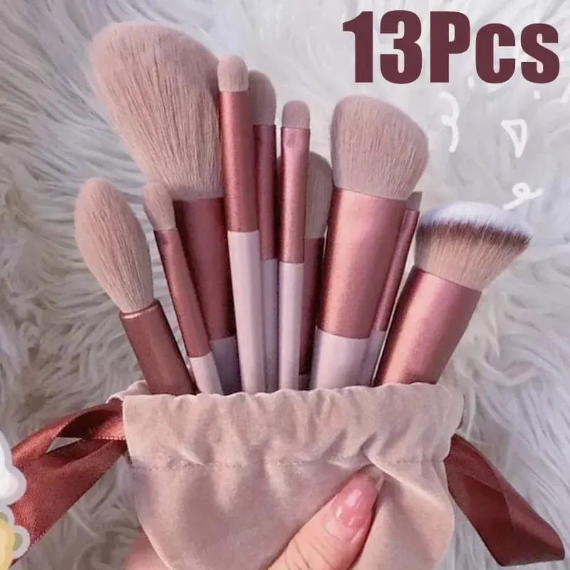 13 PCS Makeup Brushes Set Eye Shadow Foundation Women Cosmetic Brush Eyeshadow Blush Beauty Soft Make Up Tools Bag — image 1