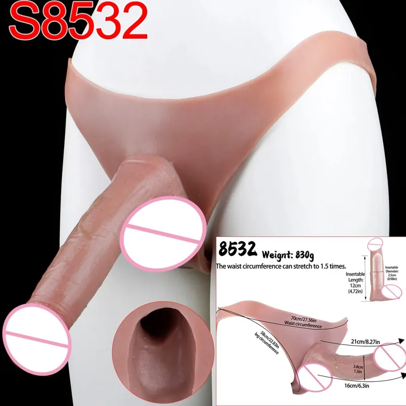 Mandlige Strap-On Long Hollow Dildo Ultra Realistic Penis Extend Sleeve Bukser насадка на член Mandlige Cock Cover Sexlegetøj — image 13
