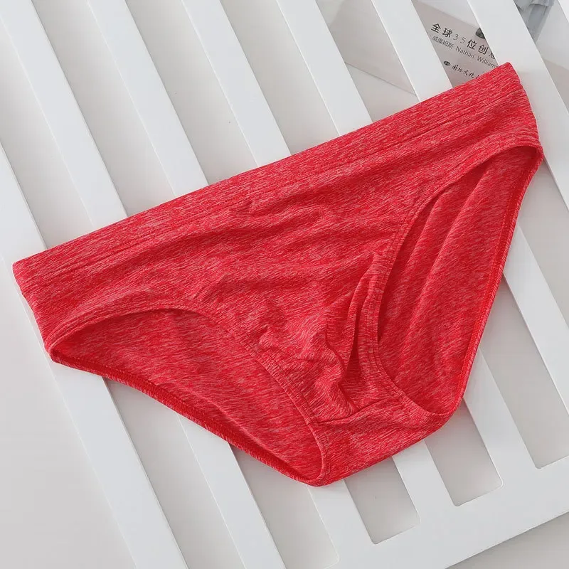 Men's Sexy Brief Ice Silk Elastic Quick Dry Cool Feel Underwear Youth Low-rise U Convex Pouch Sports Panties Comfortable Mankini — image 4