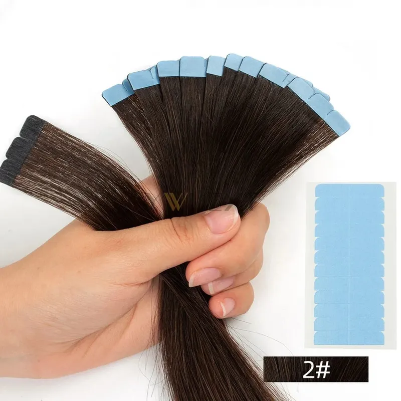 Invisible Mini Tape In Human Hair Extensions Seamless Adhesive Natural Straight Hair 12-24 Inches Machine Remy Hair 10pcs/pack — image 10
