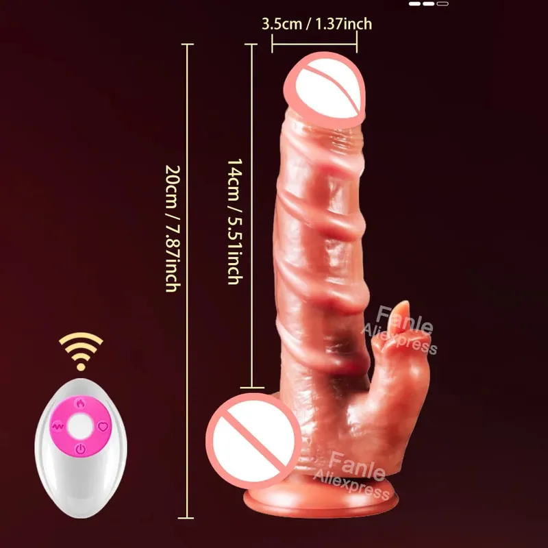 Realistic Dildo Vibrator Telescopic Female Remote Control Vaginal Masturbator Anal Plug Penis Heated Vibrating Sex Toy For Women