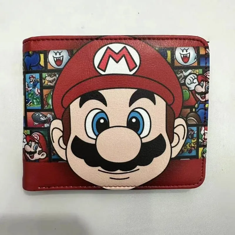Super Mario Short Wallet Student Personality Kawaii PU Waterproof Multifunction Convenient Folding Change Card Clip