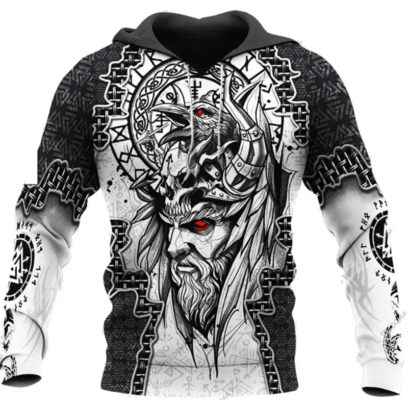 2024 New Hoodie 3d Viking Harajuku Print Pullover Men's Hooded Sweatshirt Oversized Vintage Male Clothing Fall Long Sleeve — image 11