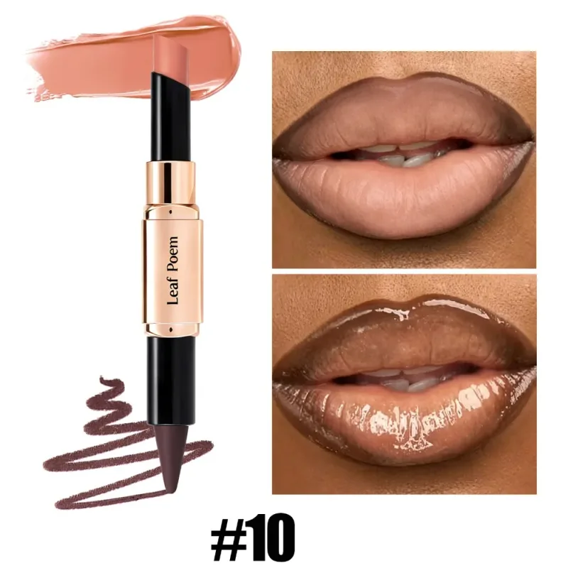Doppelseitiger 2-in-1-Lipliner-Lippenstift, wasserfest, matt und satiniert, schräge Spitze, feuchtigkeitsspendender Lippenkonturenstift, langlebig — image 15