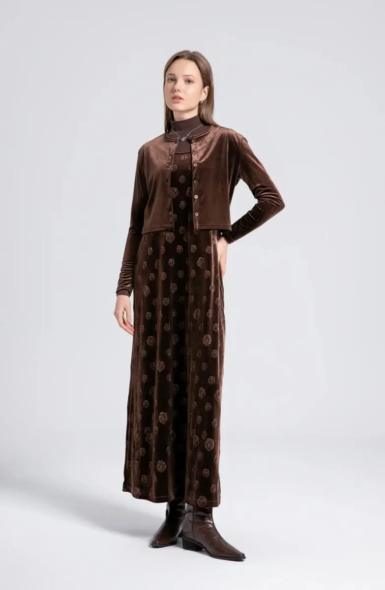 AS 2024 Fall- winter velvet woman clothes adjustable strap dress + basic tops + cardigan + sleeveless dress (ship out in 1 day) — image 5