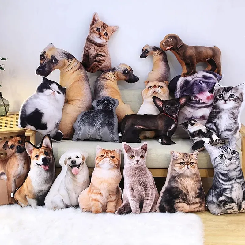 18 Kinds Dog Cat Animal Plush Pillow Both Sides Printing Stuffed Pug Corgi Hound Shar Pei Throw Pillow Sofa Home Decor Men Gift
