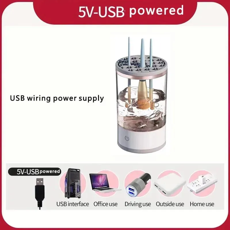 USB Plug Portable Electric Makeup Brush Cleaner with Rubber Makeup Machine Electric USB Quick Cleaner Cleaning Brush Collar Brus — image 5