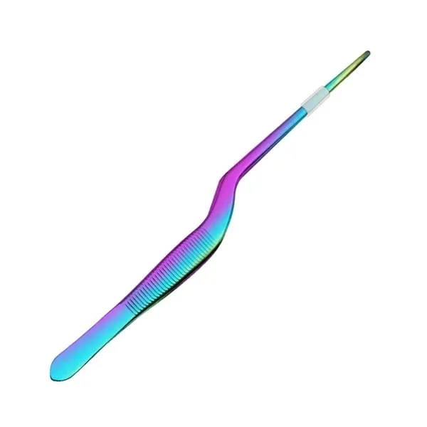5.5-Inch Mini Kitchen Cooking Tweezers Stainless Steel Precision Plating Tongs Offset Tip for Food Styling Cake Decor — image 12