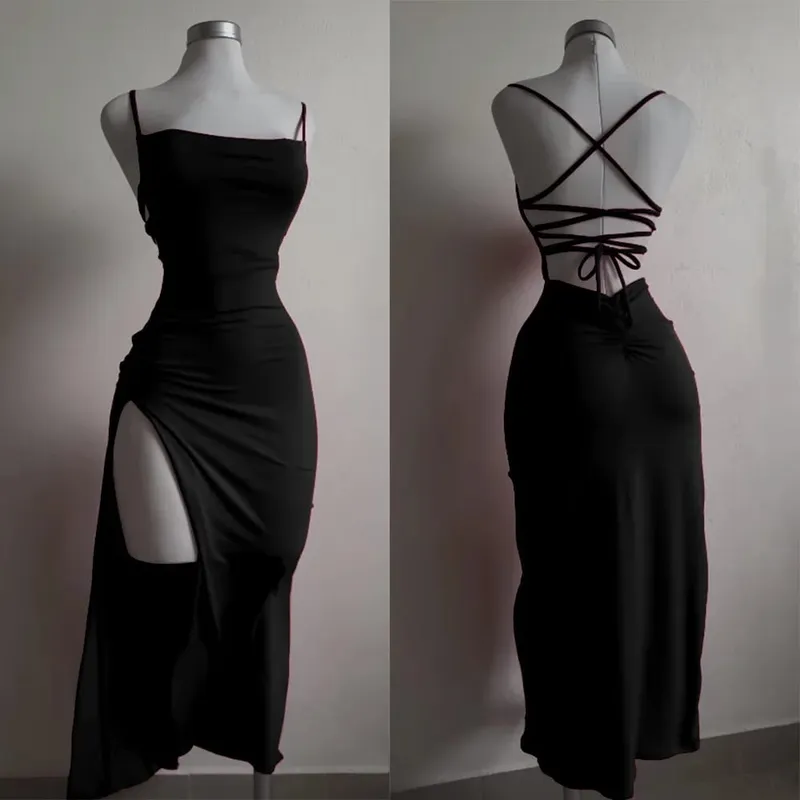 2025 new hot Sale explosive new dress summer high sensibility halter strap Spice Girl bag hip dress