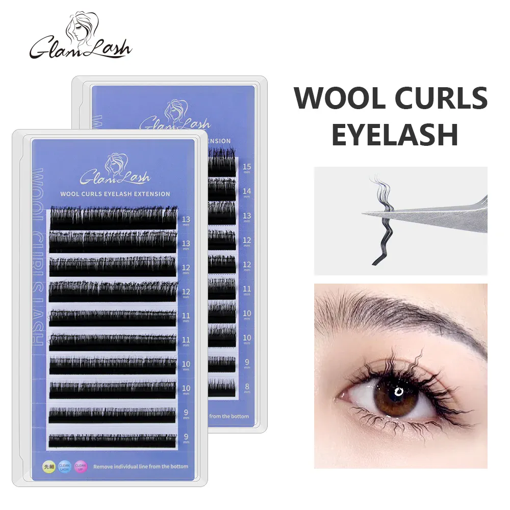 3D Curly Wool Lashes Curl Cat Eye Eyelashes Fluffy Thick Fasle Eyelashes Natural Long Handmade Eye Lashes Extension — image 2