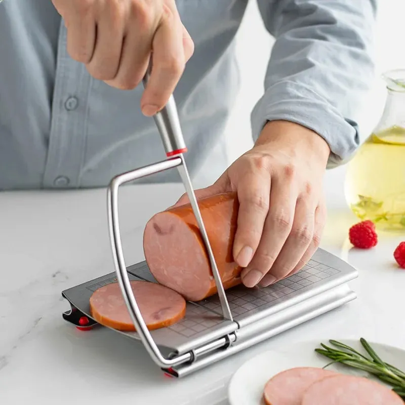 muntifunction stainless steel butter cheese ham dividing cutting machine slicers knife with scale kitchen tools bar accessories — image 1
