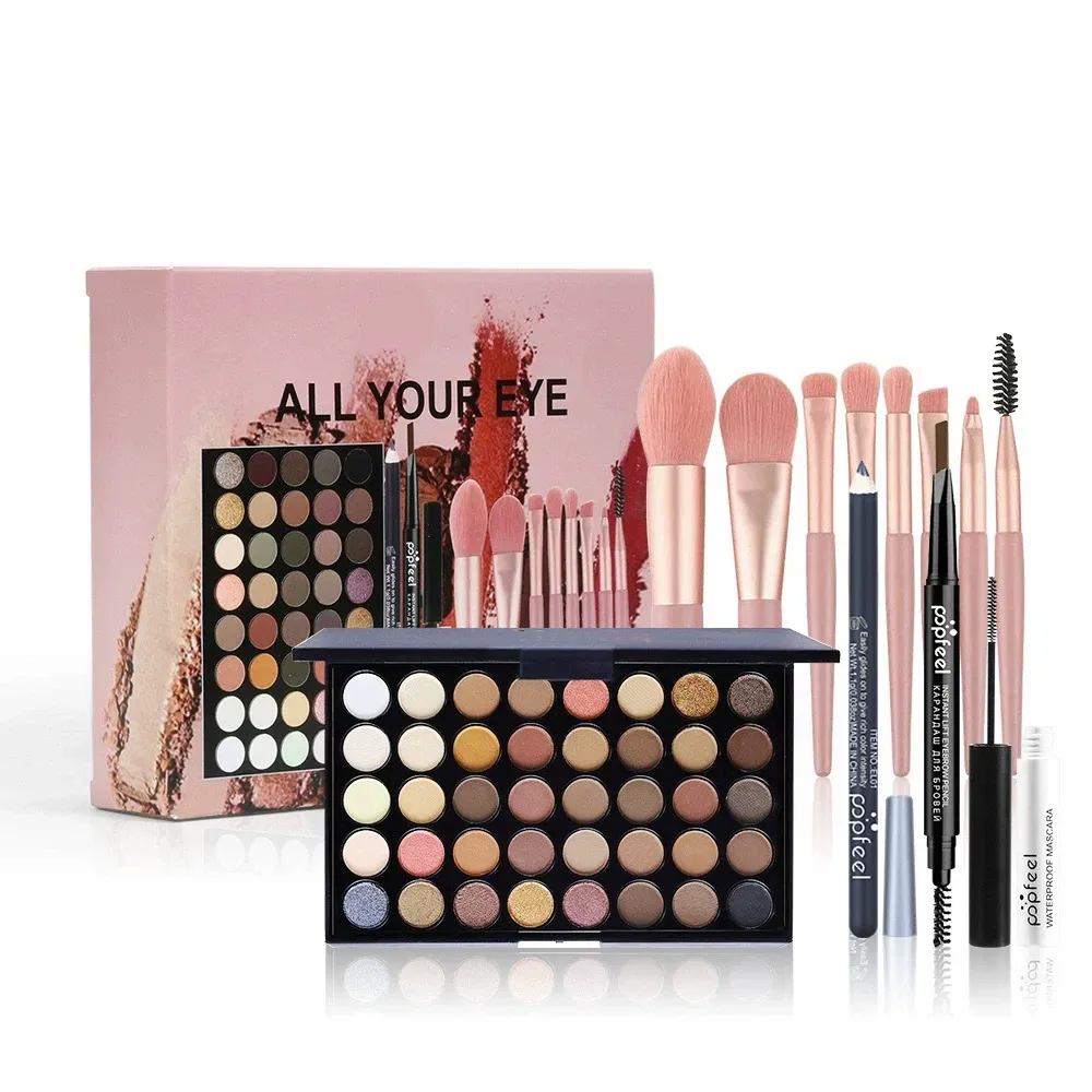 Glitter Matte Wasserdichte Palette Pulver Kosmetik Kit Augenbrauen Bleistift Eyeliner Stift Mascara Make-Up Pinsel Augen Kosmetik — image 6