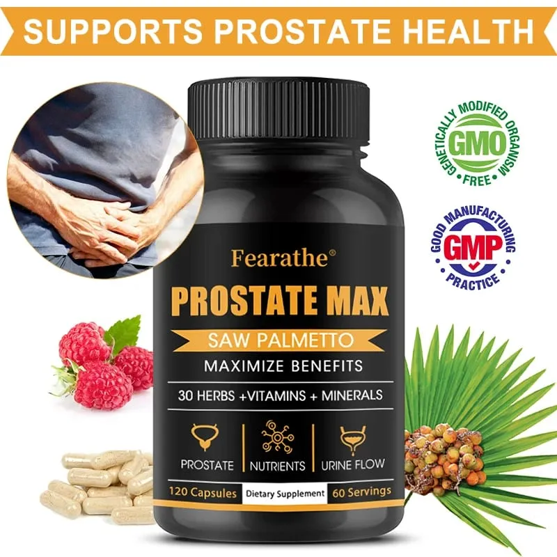Saw Palmetto Prostate Supplement - 30 Plant Extracts Vitamins & Minerals for Men's Prostate Health Urination & Hair Growth — image 1