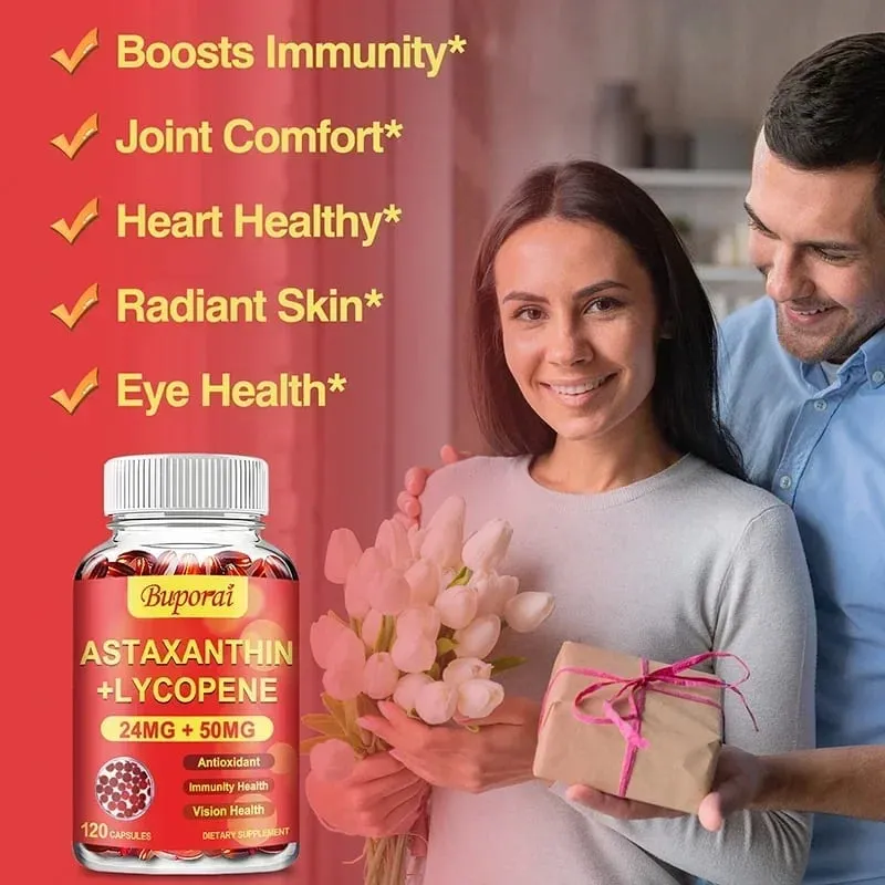 Astaxanthin + Lycopene Capsules - Antioxidant Supports Heart Vision and Prostate Health Improves Immunity — image 4