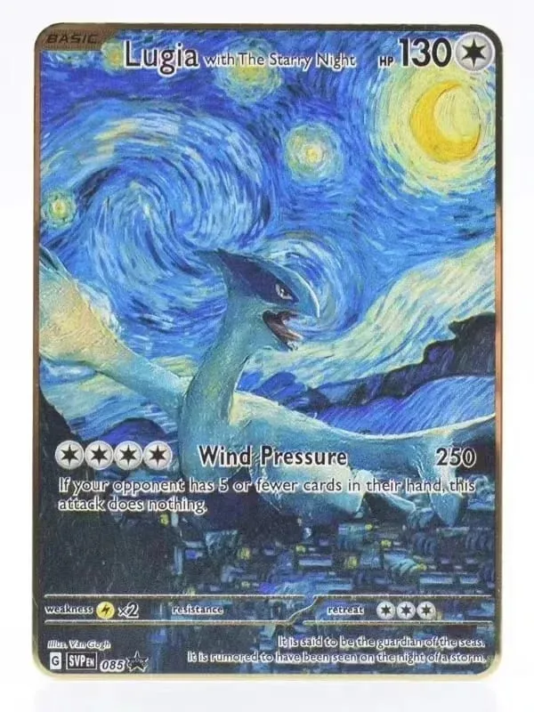 Van Gogh Museum Pokemon English Metal Card Anime Pikachu Charizard Mewtwo Shiny Letters Game Collection Card Kids Toy Gifts — image 31