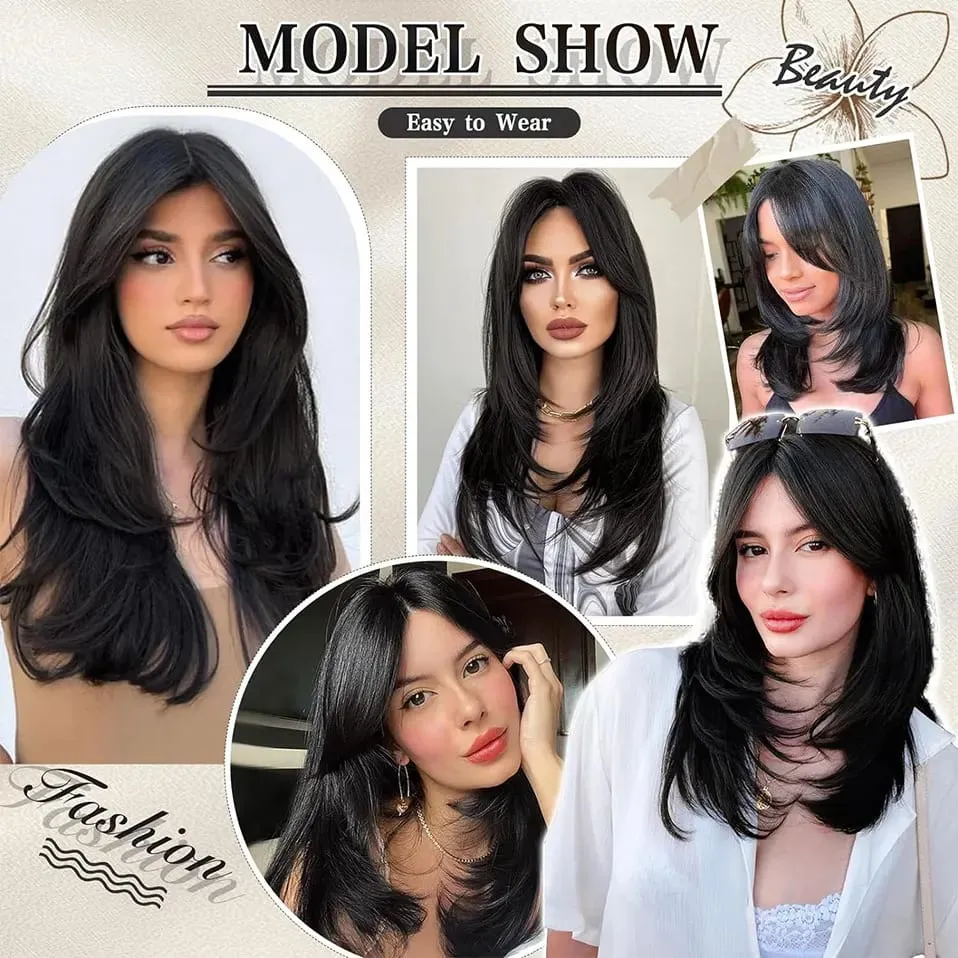 Snoilite Synthetic 18”Topper With Hair Bangs Synthetic Hair Clip In Hair Extensions For Fashion Women Natural Hair Accessories