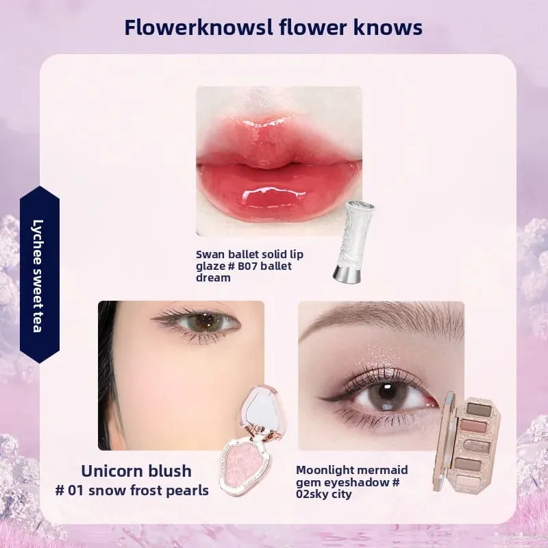 Flowerknows Makeup Gavesæt Little Angel Bunny Have Shell Smykker Lip Glaze Blusher Flower Know SWEETIE BEAR Blush Concealer