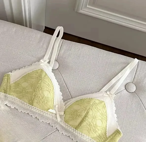 Japanese Style Bralette for Small Breasts Wireless Lace Bra Set Women Sexy French Breathable Comfort Push Up Underwear — image 13
