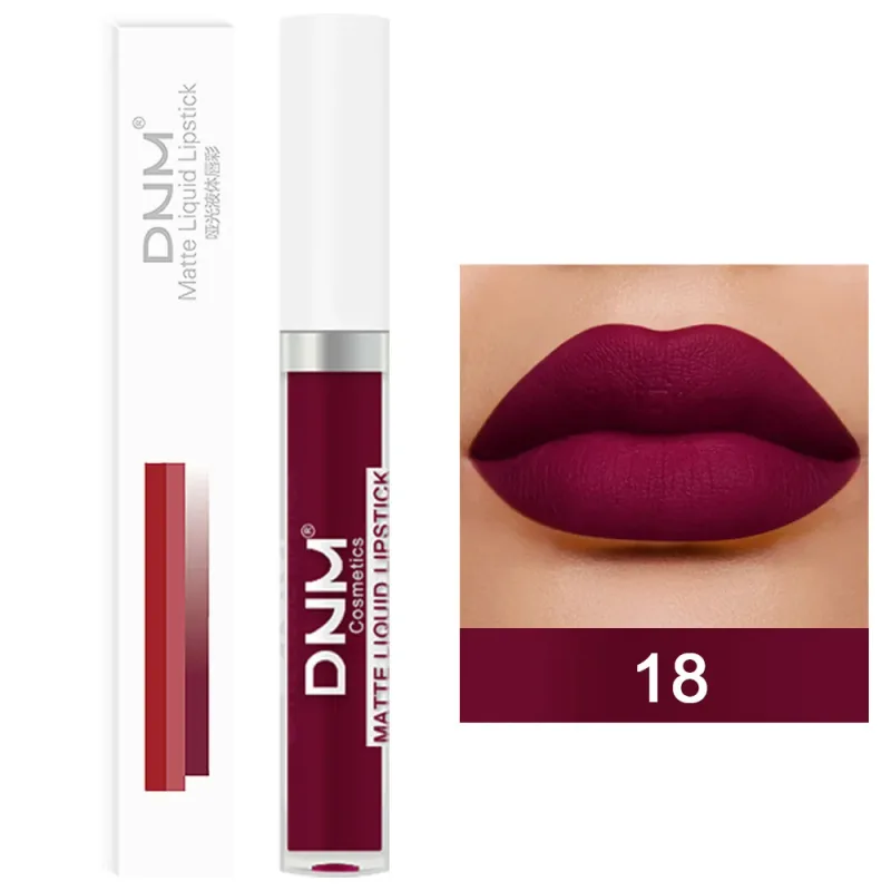 DNM 19 Warna Matte Velvet Liquid Gincu Kalis Air Tahan Lama Tidak Mudah Luntur Lipgloss Makeup Ungu Merah Bogel Tint Bibir Kosmetik — image 11