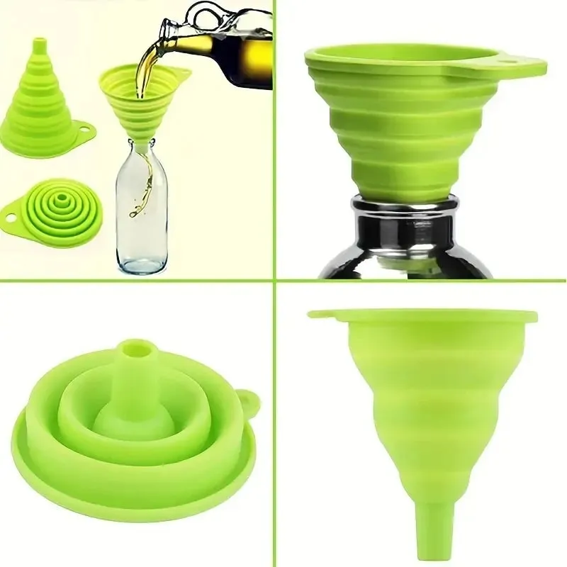 Silicone Folding Funnel Multifunctional Portable Mini Kitchen Retractable Oil Leak Household Liquid Dispenser Kitchen Utensils — image 2