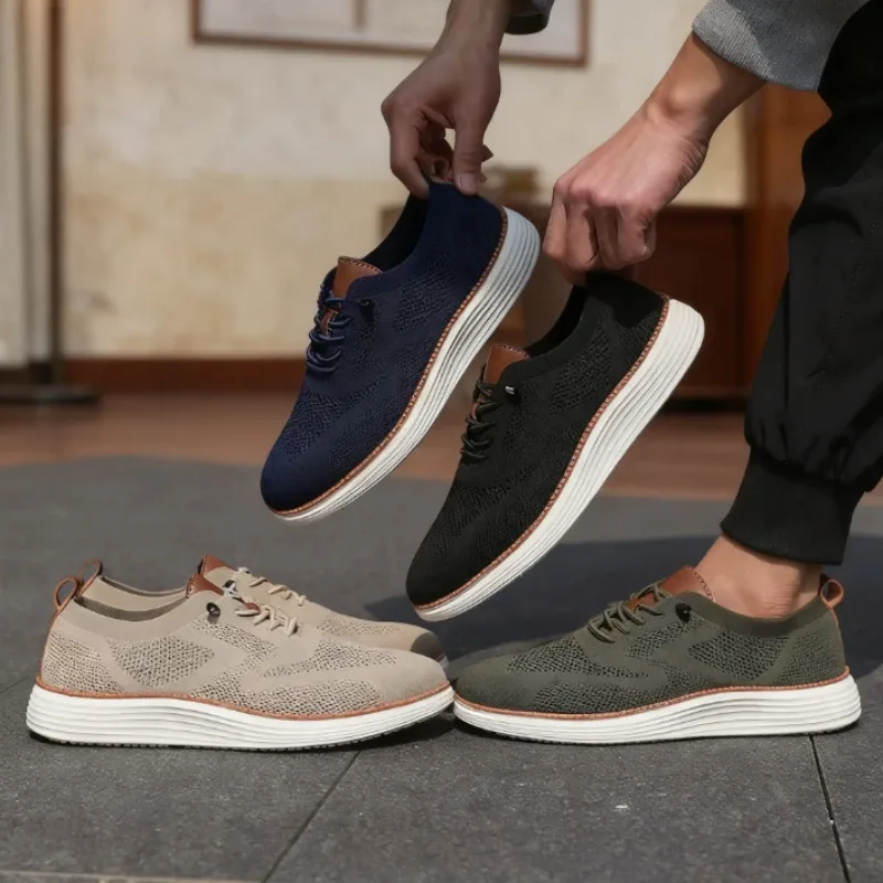 Männer Casual Wanderschuhe Atmungsaktive Mesh Stricken Turnschuhe Heißer Verkauf Bestseller Leichte, Nicht-slip Flache Spitze Up Laufschuhe männer