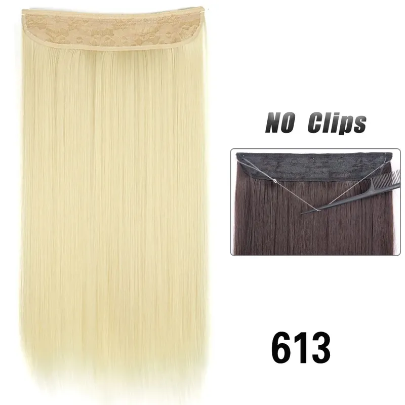 No Clips Hair Extensions Invisible Wire Long Straight Synthetic False Hair Piece 80cm Black Brown Blonde Hairstyle — image 32