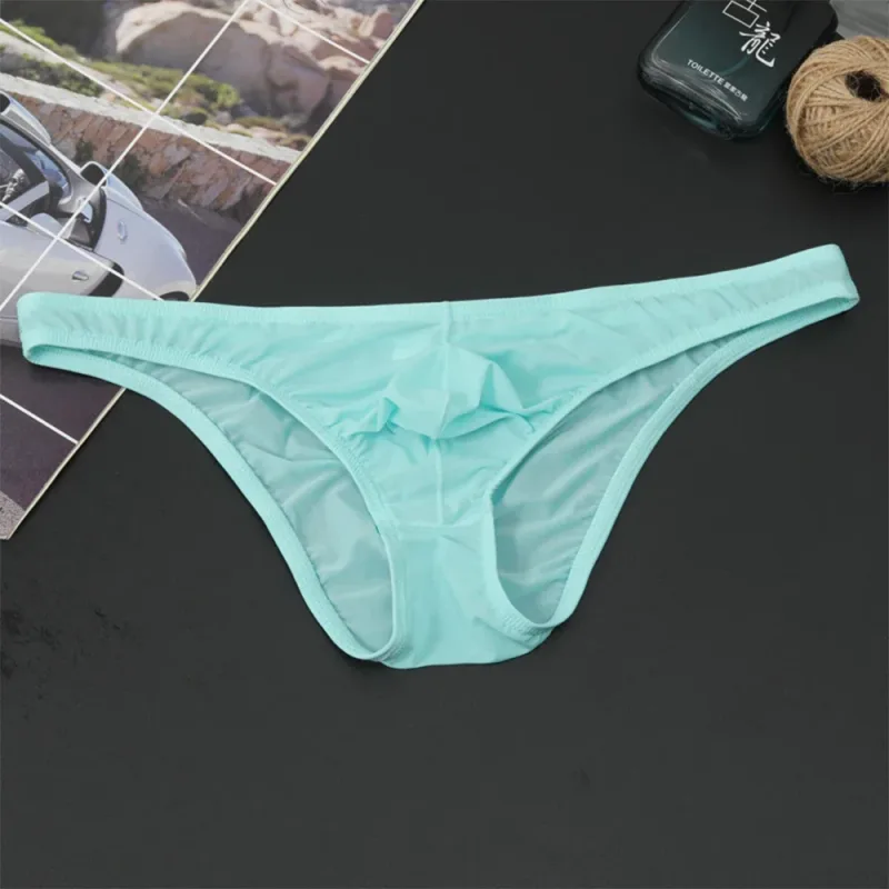 1PC Summer New Underwear Men's Ice Silk Briefs Ultra-thin Transparent Breathable Sexy Comfortable Low Waist Underpants for Men — image 17