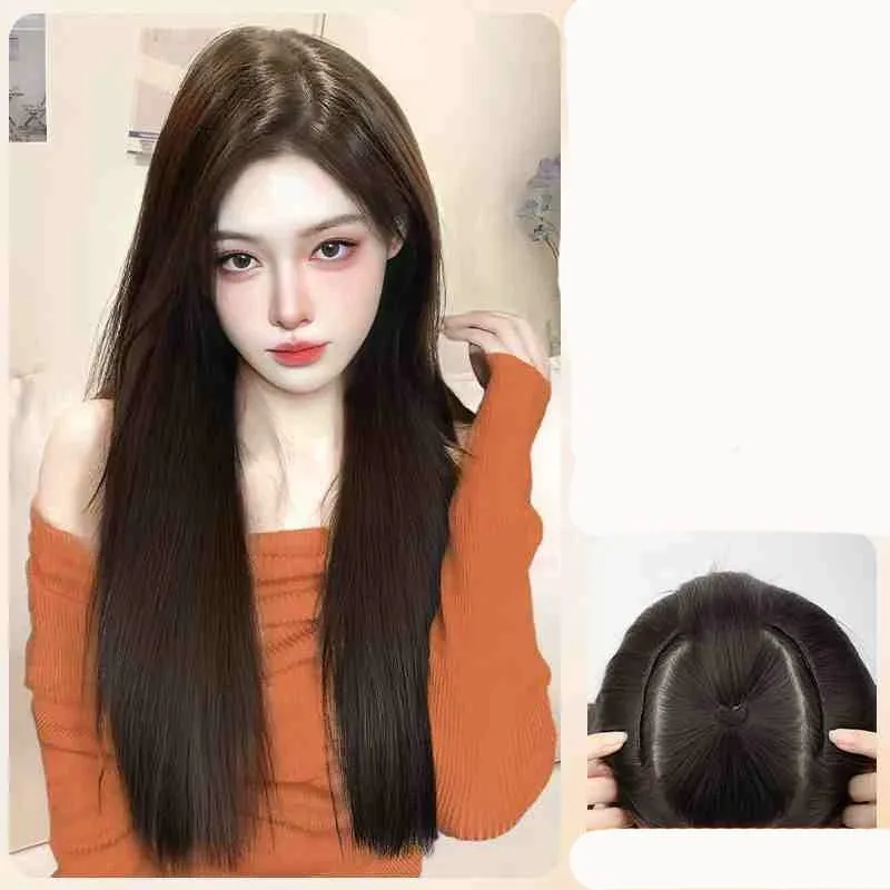 V-shaped One-Piece Synthetic 4 Clip In Hair Extensions Long Straight Hairstyle Hairpiece Colour 50CM Natural Fake Hair — image 16