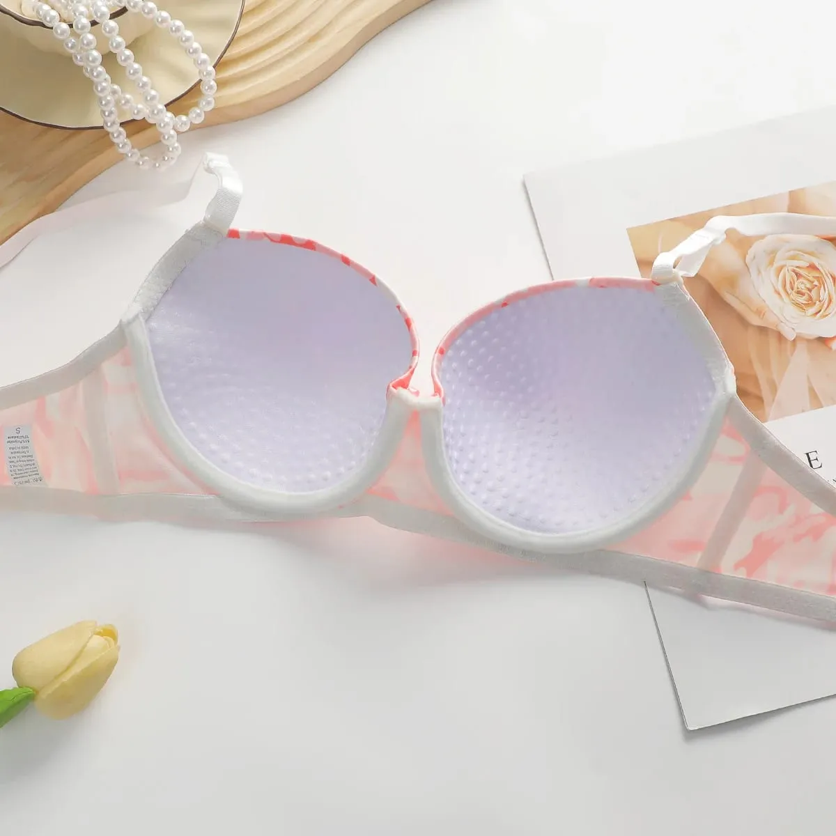 Hot Selling New Sweet Pink Camouflage Design With Steel Ring Gathering Pull And Anti Sagging Bra A2139 — image 4