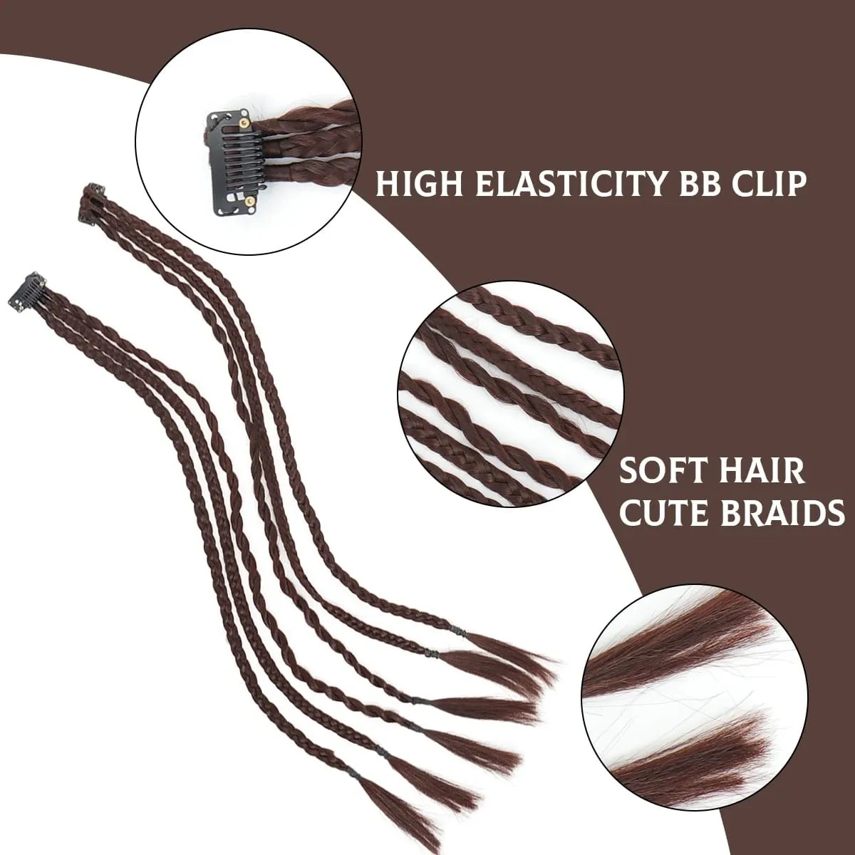 Braid Hair Extensions Clip in Hair Extensions One Clip Long Natural Soft Synthetic Hairpieces for Women Highlights — image 3