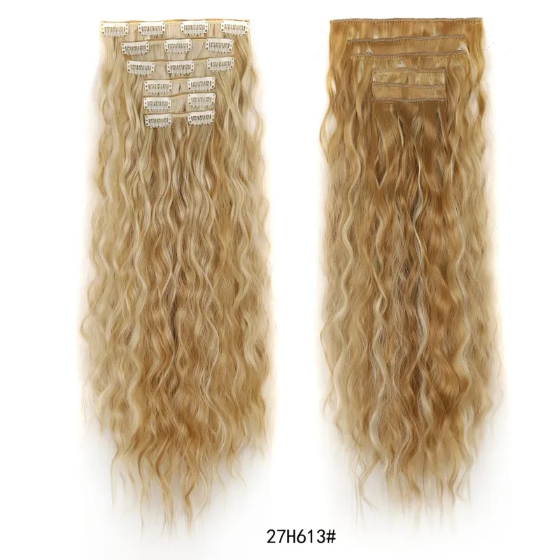Long Curl Wave Clip In Hair Extensions 6Pcs/Set 16 Clips High Tempreture Synthetic Hairpiece Clip In Hair Extensions 24Inch — image 10