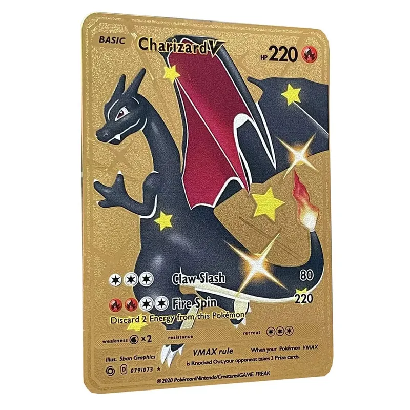 2025 NEW Pokemon Metal Card 10000 Points Arceus Charizard Super Card Golden English Mewtwo Vmax GX EX Anime Collection Cards Gif — image 8