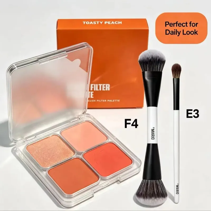 4-in-1 Women's Cosmetic Blush & Brush Set Matte Shimmer Long-Lasting Daily Use Eye Check Palette Filter Flush Beauty Tools — image 9
