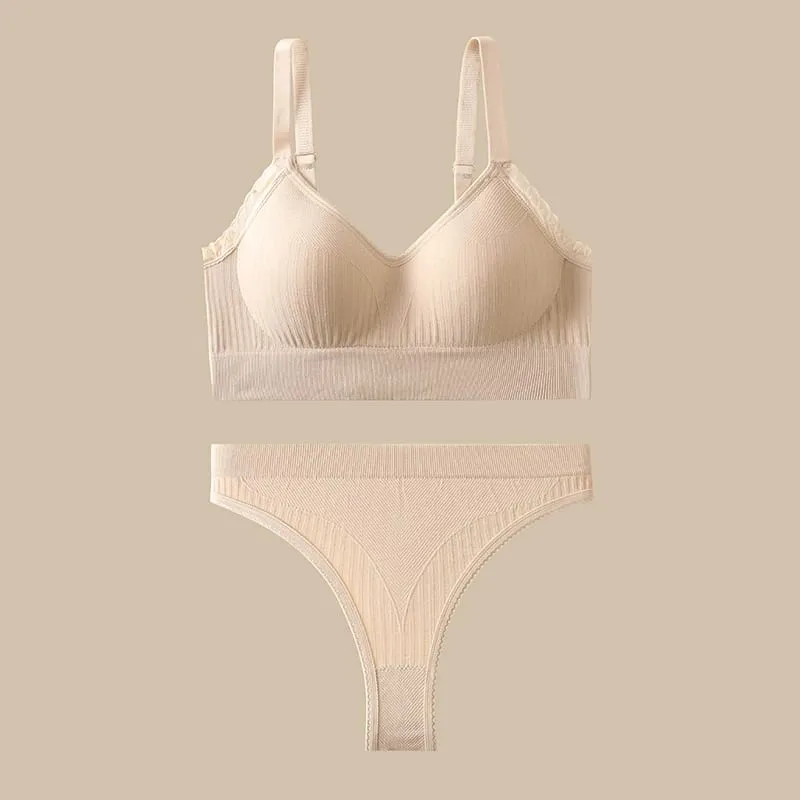 [set]Women Sexy Lingerie Set Push Up Bras Set Solid Underwire Bra Everyday Underwear Panty Set