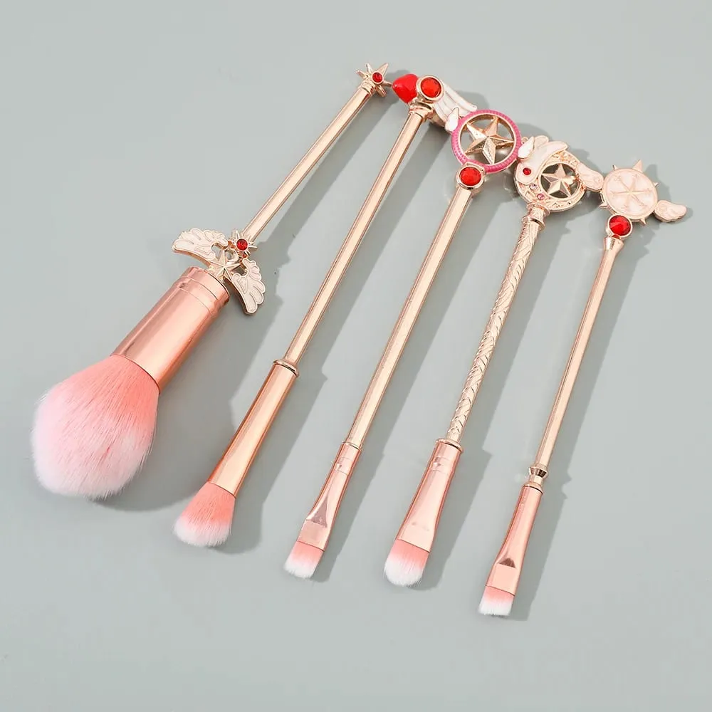 5pcs Metal Handle Soft Fluffy Makeup Brush Set Anime Card Captor Sakura Cosmetics Powder Brush Pink Eyeshadow Eyebrow Brush — image 6