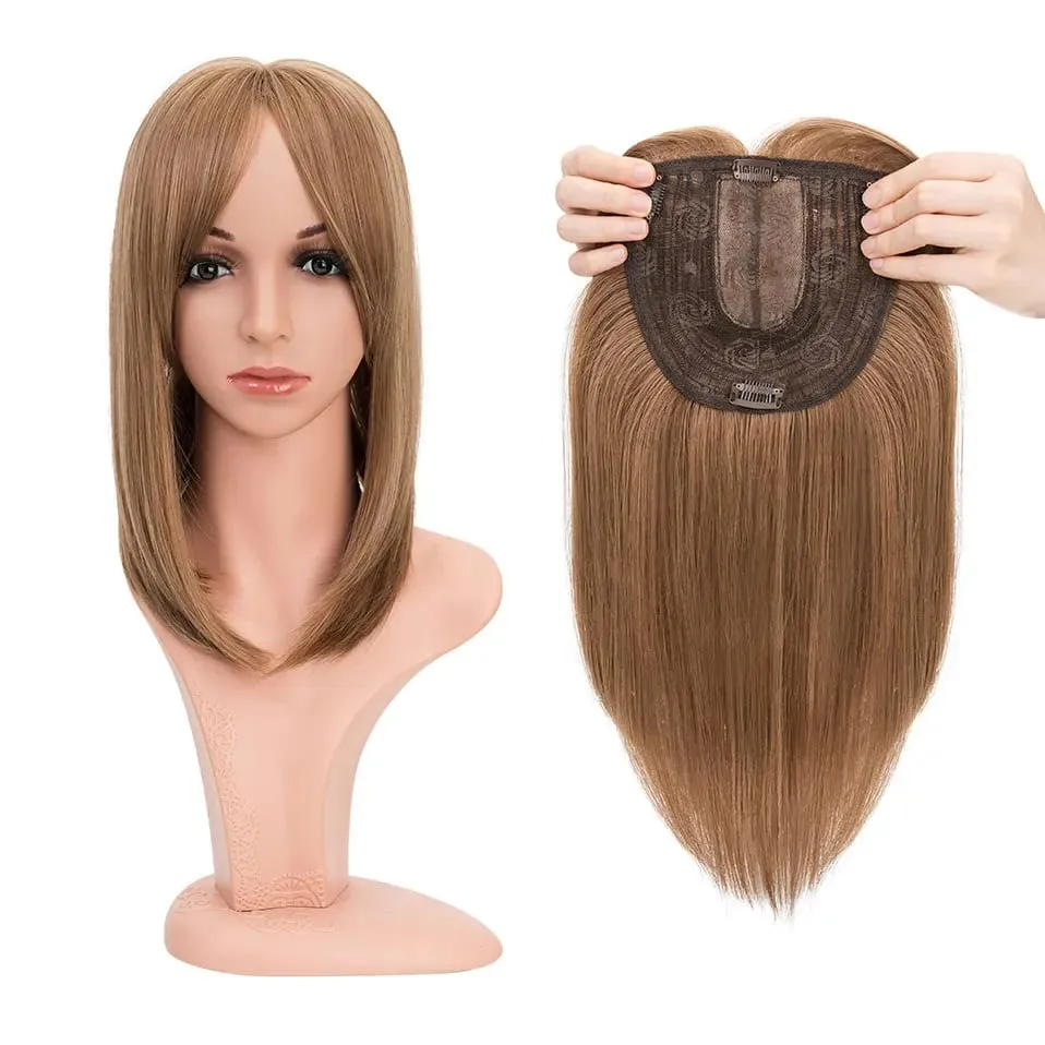 Snoilite Synthetic 14'' Striaght Hair Toppers with Bangs for Women Natural Hairpieces Adding Hair Volume Topper Hair Extensions — image 11