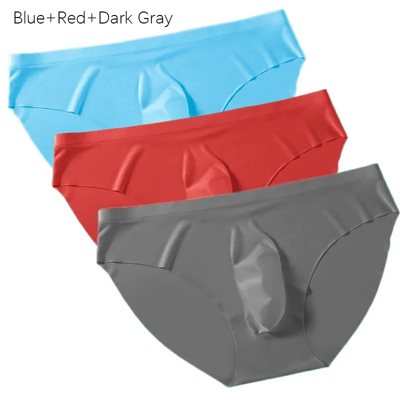 3PCS/lot Men's Ice Silk Briefs Ultra-thin Transparent Seamless Underpants 3D Pouch Sexy Quick Dry Breathable Underwear Panties — image 30