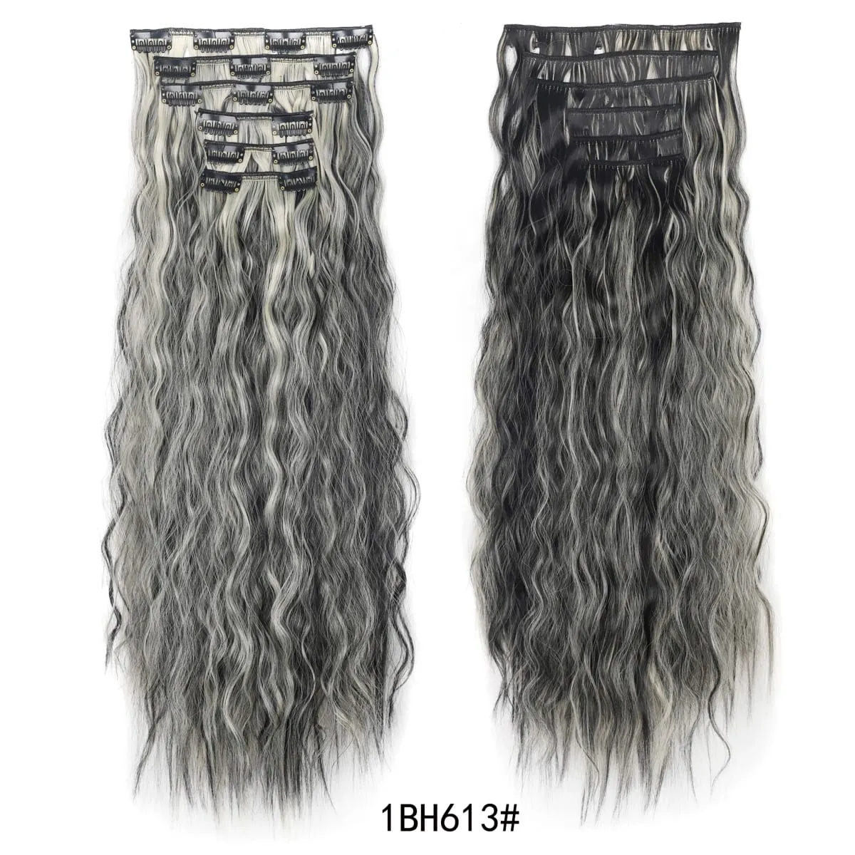 Clip In Hair Extensions 6PCS Set Curly 20inch Long Synthetic Clip On Hairpiece Corn Wavy Style For Women Girls Daily Party — image 3