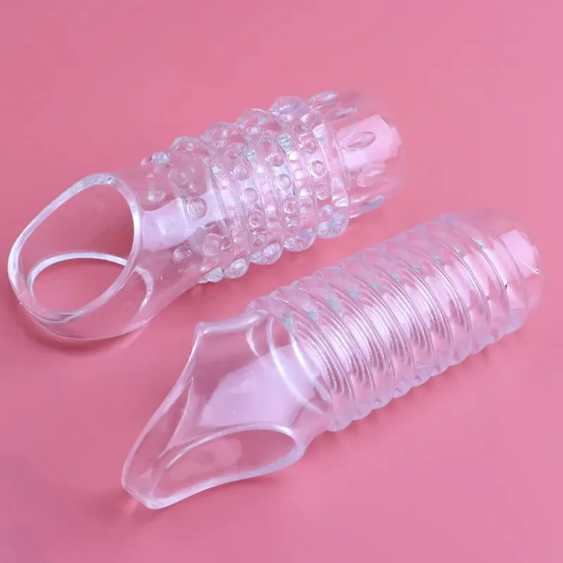 2pcs EXTENDER Condoms Vibrator Sleeve Delay COCK Ring Masturbation Product LOOP Dotted Clitoris Gspot Extend Sex Toys for Men — image 2