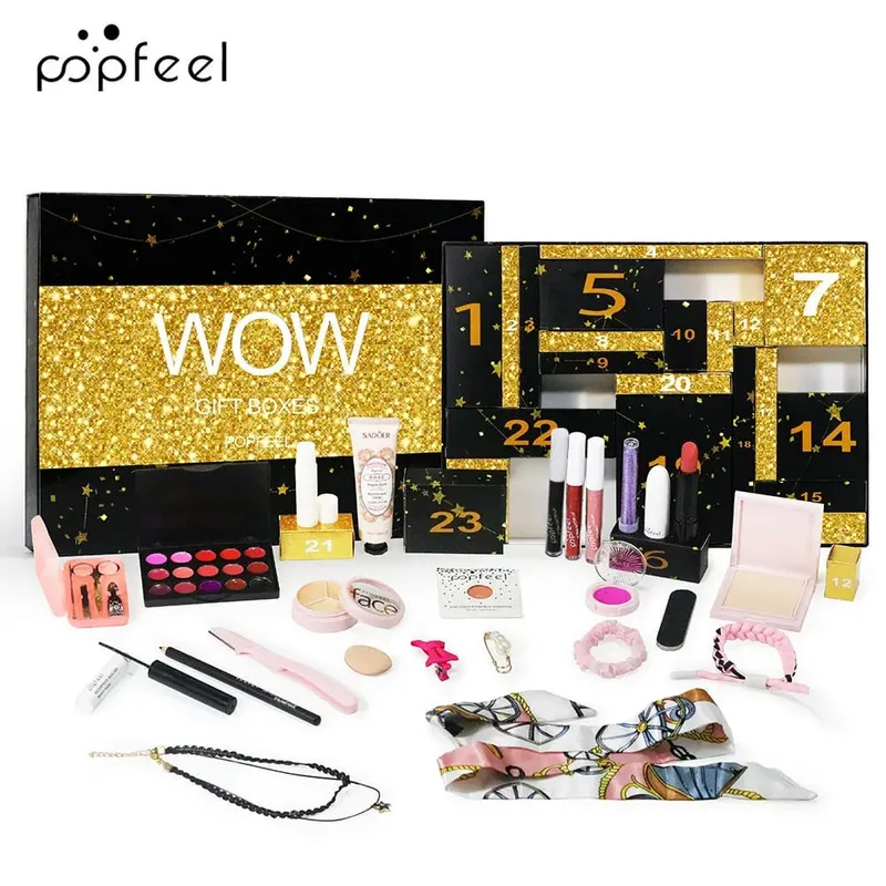 Deluxe Girls Makeup Gift Set - 24-Piece Countdown Surprise Box with Concealer Lipstick and Powder -For Holiday Gift