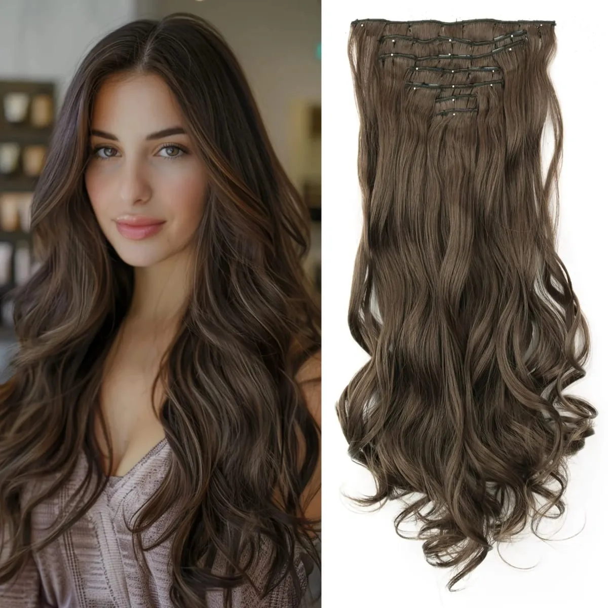 Long Straight Hairstyle 16 Clips 7Pcs/Set Hair Extensions Natural Synthetic Blonde Black Hairpieces Heat Resistant For Women — image 20