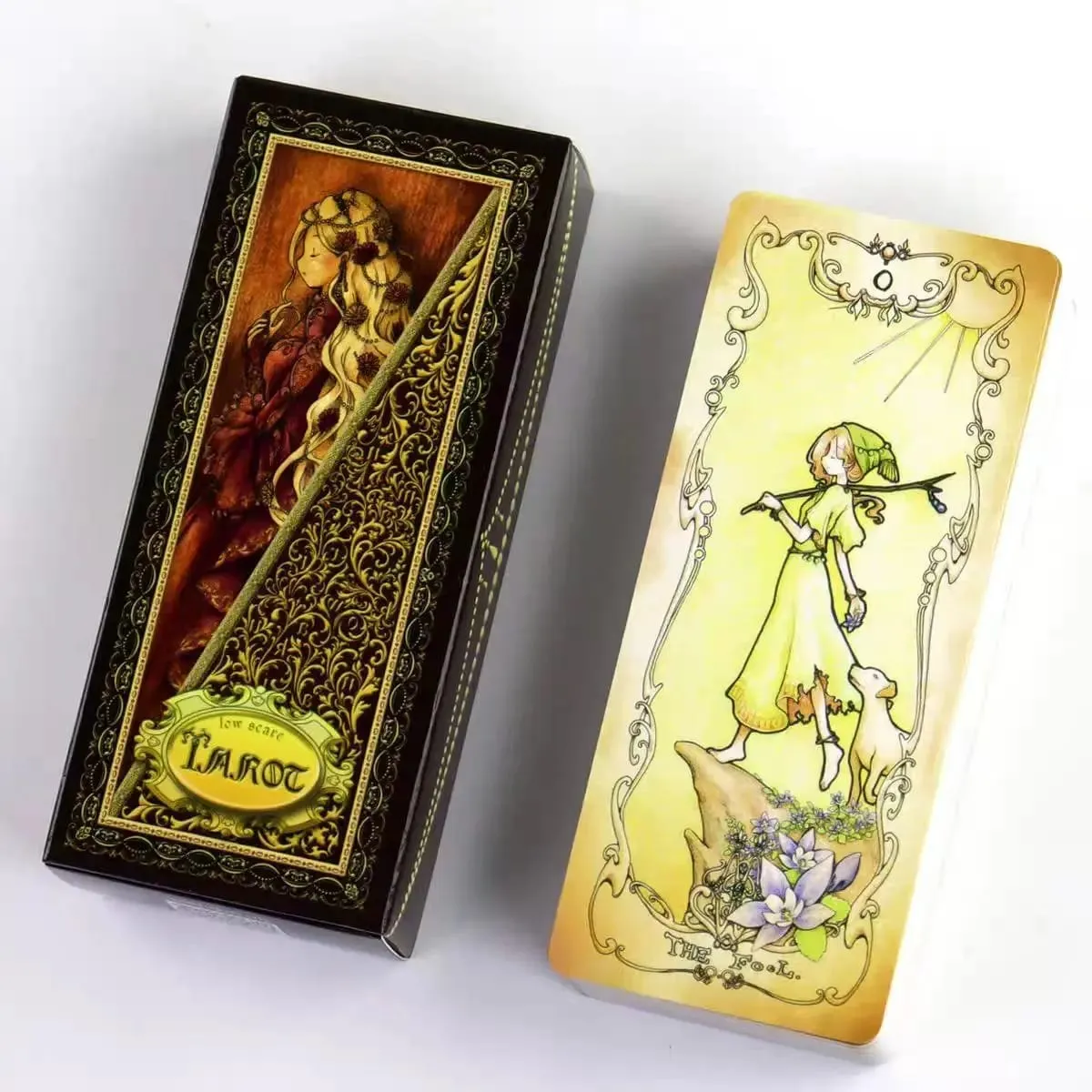 Kartu Tarot Ketakutan Rendah 78 Buah Dek Dongeng Anime Kawaii Lucu Ramalan Oracle Permainan Papan Semangat Sihir Ramah Pemula