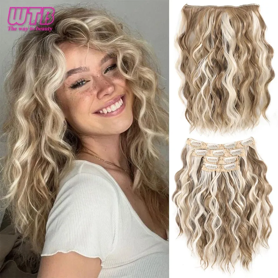 Synthetic Heat Resistant Hair Extensions Multi Color Clip-in Body Wave 12inch 4 PCS Double Weft for Women Girl Daily Party Use — image 2