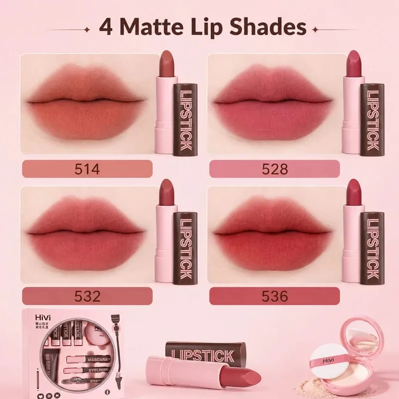 9PCS Makeup Gift Set for Women All-in-One Lipstick Mascara Eyeliner BB Cream Powder Compact Travel Beauty Kit for Beginners — image 4