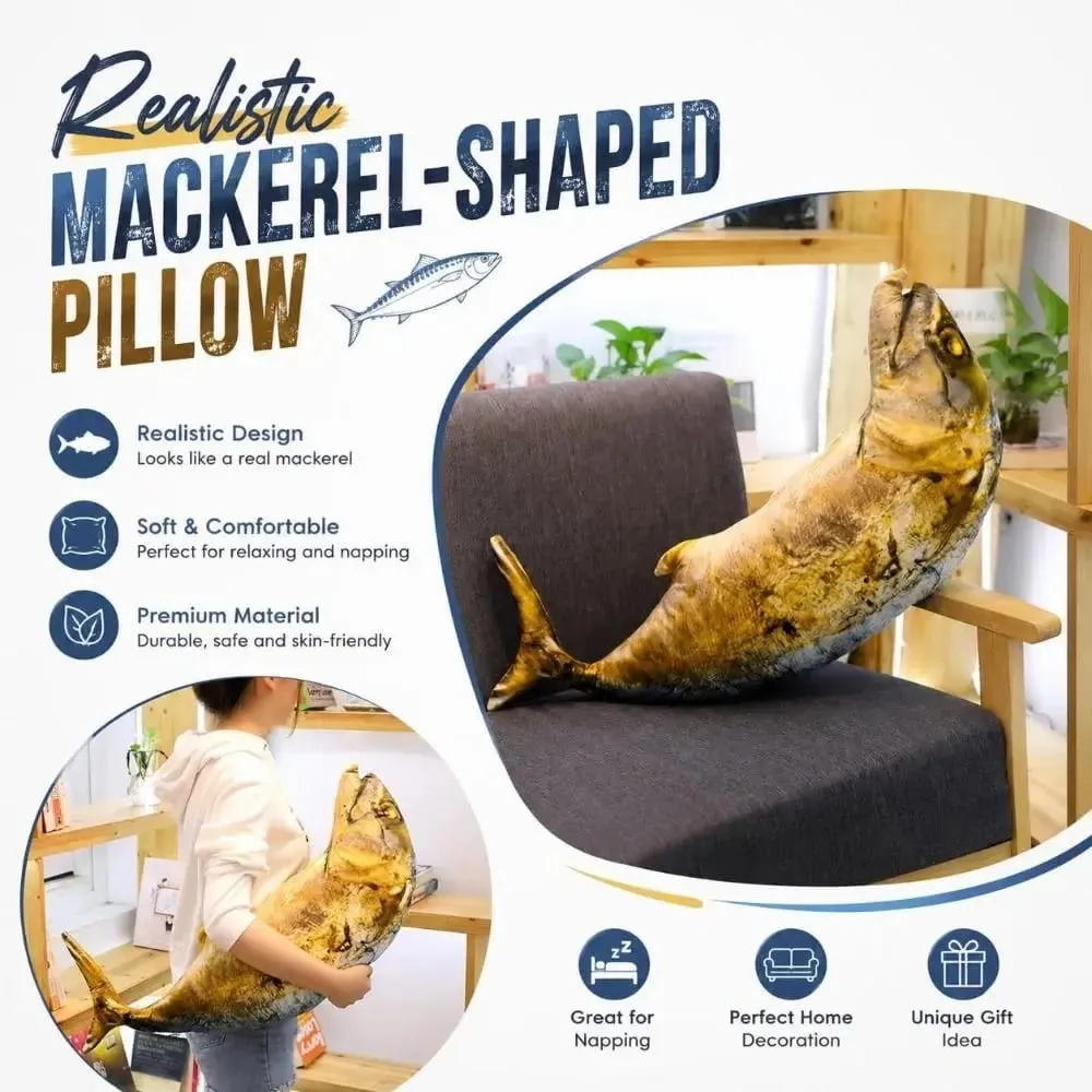 Gifts Realistic Mackerel Plush Pillow Plush Soft Stuffed Mackerel-shaped Cat Toy Fish Plush Toy Home Decor — image 5